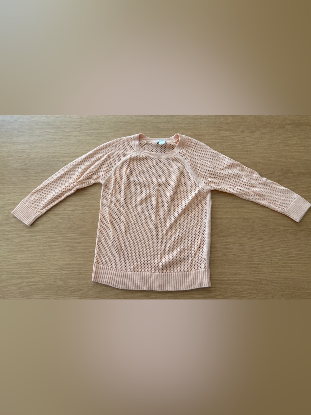 Club Monaco Peach Open-Knit Crewneck Sweater